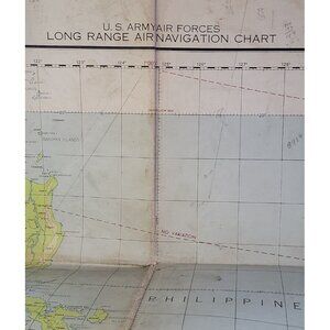 Feb 1944 WWII Amy Air Forces Long Range Navigation Chart Philippine Island Topo